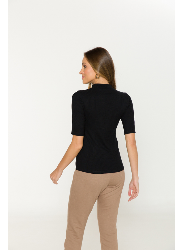 Blusas Tamanho Media Blusa Básica Canelada Manga 3/4