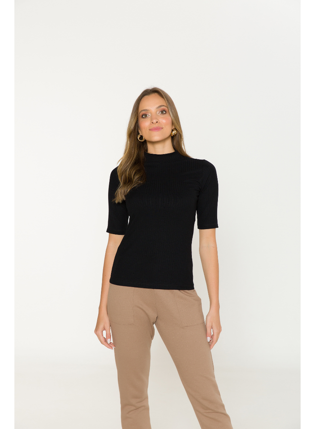 blusa canelada manga tres quartos linha leve 12